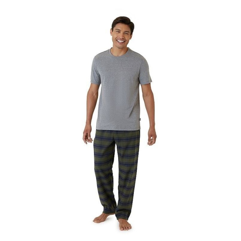 Eddie Bauer Cozy Cabin 2-Piece Top & Pants Lounge Set Men's 2XL  Green/Blue/Grey